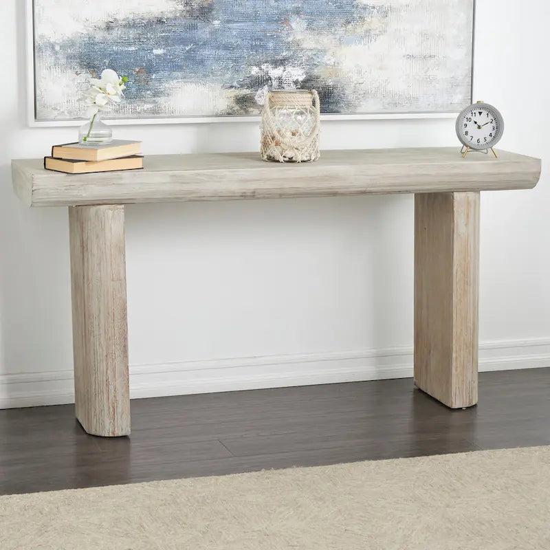 Console en bois avec pieds carrés – Beige, 16Lx63Px32H