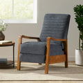 Fauteuil inclinable à dossier poussé avec coutures horizontales et cadre en bois d'hévéa