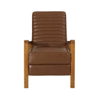 Fauteuil inclinable à dossier poussé avec coutures horizontales et cadre en bois d'hévéa