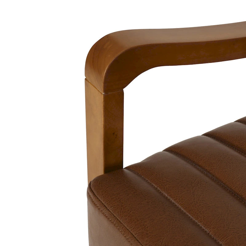 Fauteuil inclinable à dossier poussé avec coutures horizontales et cadre en bois d'hévéa