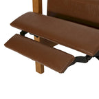 Fauteuil inclinable à dossier poussé avec coutures horizontales et cadre en bois d'hévéa