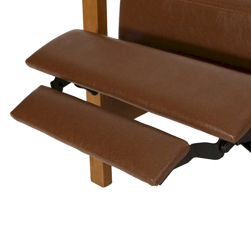 Fauteuil inclinable à dossier poussé avec coutures horizontales et cadre en bois d'hévéa