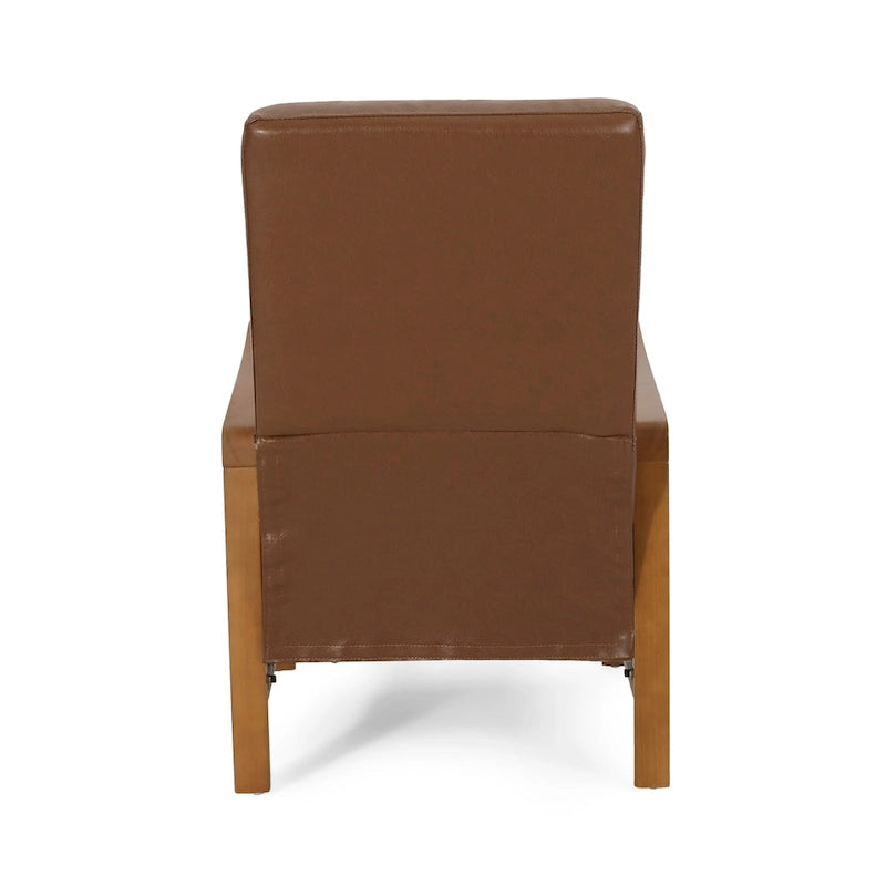 Fauteuil inclinable à dossier poussé avec coutures horizontales et cadre en bois d'hévéa