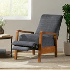 Fauteuil inclinable à dossier poussé avec coutures horizontales et cadre en bois d'hévéa