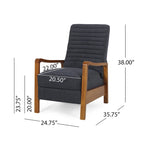 Fauteuil inclinable à dossier poussé avec coutures horizontales et cadre en bois d'hévéa