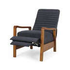 Fauteuil inclinable à dossier poussé avec coutures horizontales et cadre en bois d'hévéa