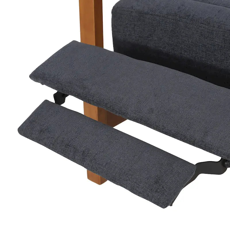 Fauteuil inclinable à dossier poussé avec coutures horizontales et cadre en bois d'hévéa
