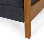 Fauteuil inclinable à dossier poussé avec coutures horizontales et cadre en bois d'hévéa