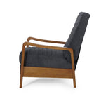 Fauteuil inclinable à dossier poussé avec coutures horizontales et cadre en bois d'hévéa