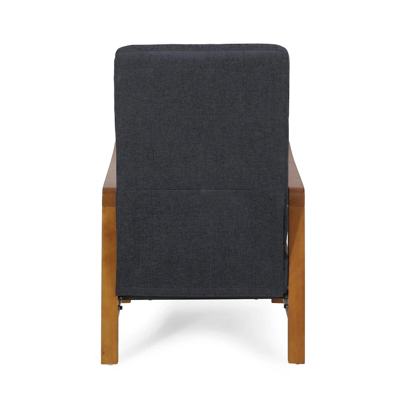 Fauteuil inclinable à dossier poussé avec coutures horizontales et cadre en bois d'hévéa
