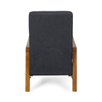 Fauteuil inclinable à dossier poussé avec coutures horizontales et cadre en bois d'hévéa