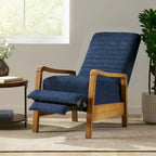 Fauteuil inclinable à dossier poussé avec coutures horizontales et cadre en bois d'hévéa
