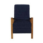 Fauteuil inclinable à dossier poussé avec coutures horizontales et cadre en bois d'hévéa