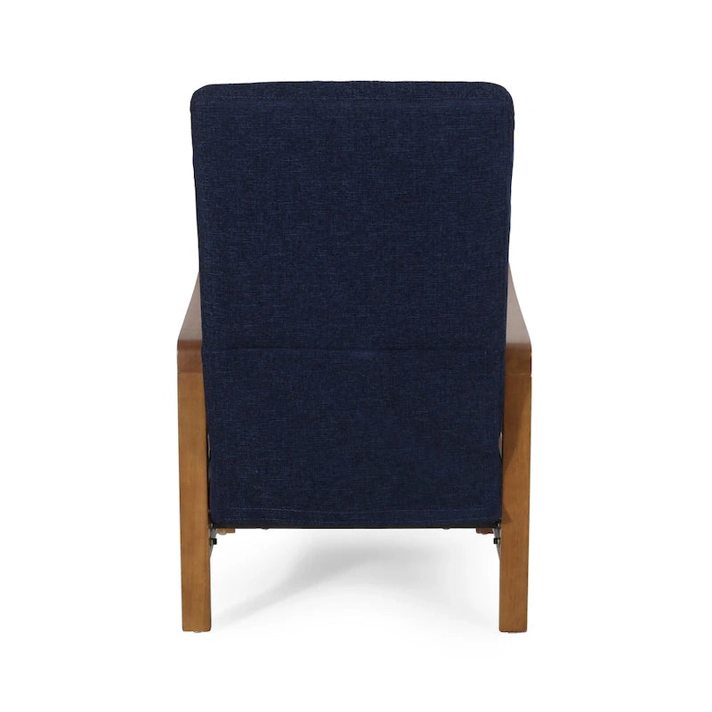 Fauteuil inclinable à dossier poussé avec coutures horizontales et cadre en bois d'hévéa