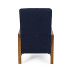Fauteuil inclinable à dossier poussé avec coutures horizontales et cadre en bois d'hévéa