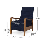 Fauteuil inclinable à dossier poussé avec coutures horizontales et cadre en bois d'hévéa
