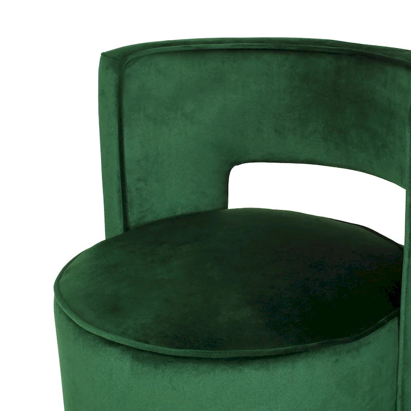 Fauteuil club pivotant en velours à dossier ouvert, style glamour moderne - 66,7 cm L x 61,6 cm l x 72,4 cm H