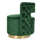 Fauteuil club pivotant en velours à dossier ouvert, style glamour moderne - 66,7 cm L x 61,6 cm l x 72,4 cm H
