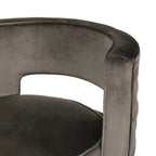 Fauteuil club pivotant en velours à dossier ouvert, style glamour moderne - 66,7 cm L x 61,6 cm l x 72,4 cm H