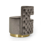 Fauteuil club pivotant en velours à dossier ouvert, style glamour moderne - 66,7 cm L x 61,6 cm l x 72,4 cm H