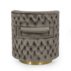 Fauteuil club pivotant en velours à dossier ouvert, style glamour moderne - 66,7 cm L x 61,6 cm l x 72,4 cm H