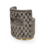 Fauteuil club pivotant en velours à dossier ouvert, style glamour moderne - 66,7 cm L x 61,6 cm l x 72,4 cm H