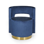 Fauteuil club pivotant en velours à dossier ouvert, style glamour moderne - 66,7 cm L x 61,6 cm l x 72,4 cm H
