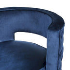 Fauteuil club pivotant en velours à dossier ouvert, style glamour moderne - 66,7 cm L x 61,6 cm l x 72,4 cm H