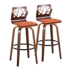Tabouret de bar à hauteur fixe avec pieds en bois courbé et repose-pieds rond (Lot de 2)
