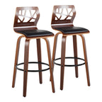 Tabouret de bar à hauteur fixe avec pieds en bois courbé et repose-pieds rond (Lot de 2)