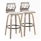 Tabouret de bar à hauteur fixe avec pieds en bois courbé et repose-pieds rond (Lot de 2)