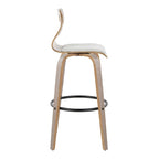 Tabouret de bar à hauteur fixe avec pieds en bois courbé et repose-pieds rond (Lot de 2)
