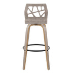 Tabouret de bar à hauteur fixe avec pieds en bois courbé et repose-pieds rond (Lot de 2)