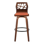 Tabouret de bar à hauteur fixe avec pieds en bois courbé et repose-pieds rond (Lot de 2)