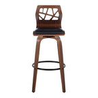 Tabouret de bar à hauteur fixe avec pieds en bois courbé et repose-pieds rond (Lot de 2)