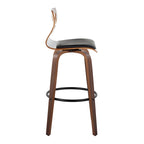 Tabouret de bar à hauteur fixe avec pieds en bois courbé et repose-pieds rond (Lot de 2)