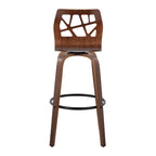 Tabouret de bar à hauteur fixe avec pieds en bois courbé et repose-pieds rond (Lot de 2)