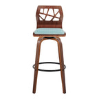 Tabouret de bar à hauteur fixe avec pieds en bois courbé et repose-pieds rond (Lot de 2)