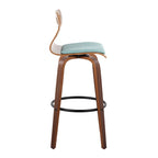 Tabouret de bar à hauteur fixe avec pieds en bois courbé et repose-pieds rond (Lot de 2)