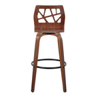 Tabouret de bar à hauteur fixe avec pieds en bois courbé et repose-pieds rond (Lot de 2)