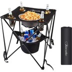 Table de camping pliable portable avec glacière, 4 porte-gobelets et sac de transport