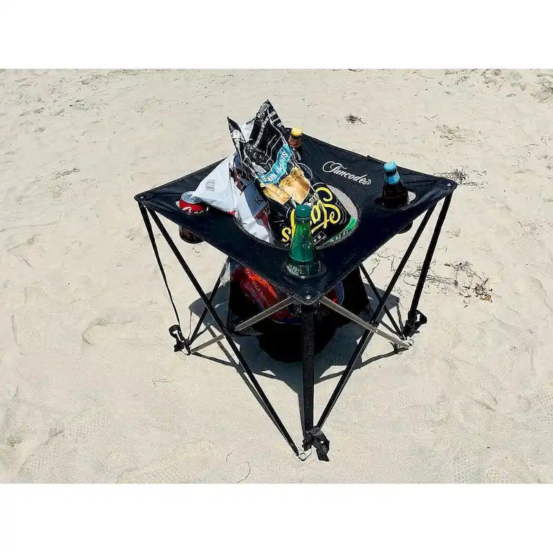 Table de camping pliable portable avec glacière, 4 porte-gobelets et sac de transport