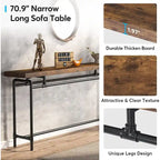 Table console de 70,9 po avec plateau en bois et cadre en métal
