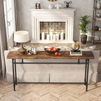 Table console de 70,9 po avec plateau en bois et cadre en métal