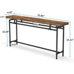 Table console de 70,9 po avec plateau en bois et cadre en métal