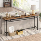 Table console de 70,9 po avec plateau en bois et cadre en métal