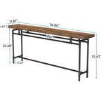 Table console de 70,9 po avec plateau en bois et cadre en métal