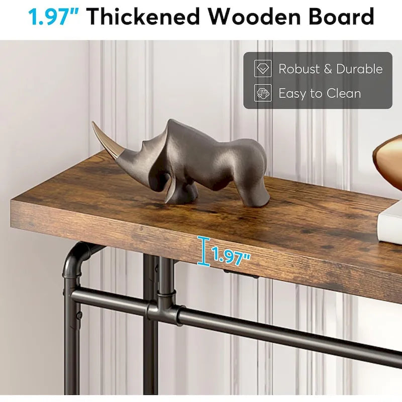 Table console de 70,9 po avec plateau en bois et cadre en métal