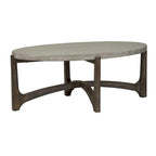 Table basse ovale avec plateau en composite de béton