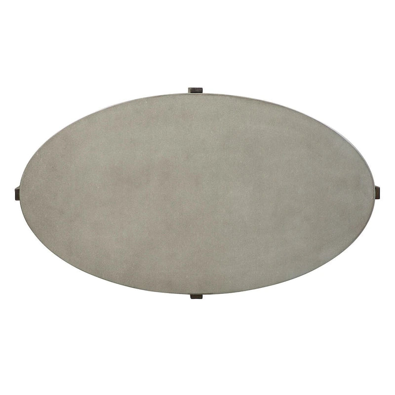 Table basse ovale avec plateau en composite de béton